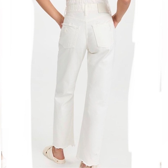 RACHEL COMEY WHITE RAW CUT WHITE DENIM WIDE LEG ANKLE JEANS - Picture 2 of 7